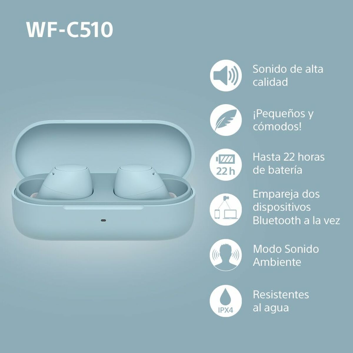 In-ear Bluetooth Headphones Sony WFC510L Blue